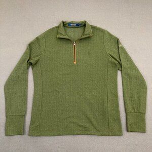 Polo Golf Ralph Lauren Men’s Size Medium Green Herringbone 1/4 Zip Sweater